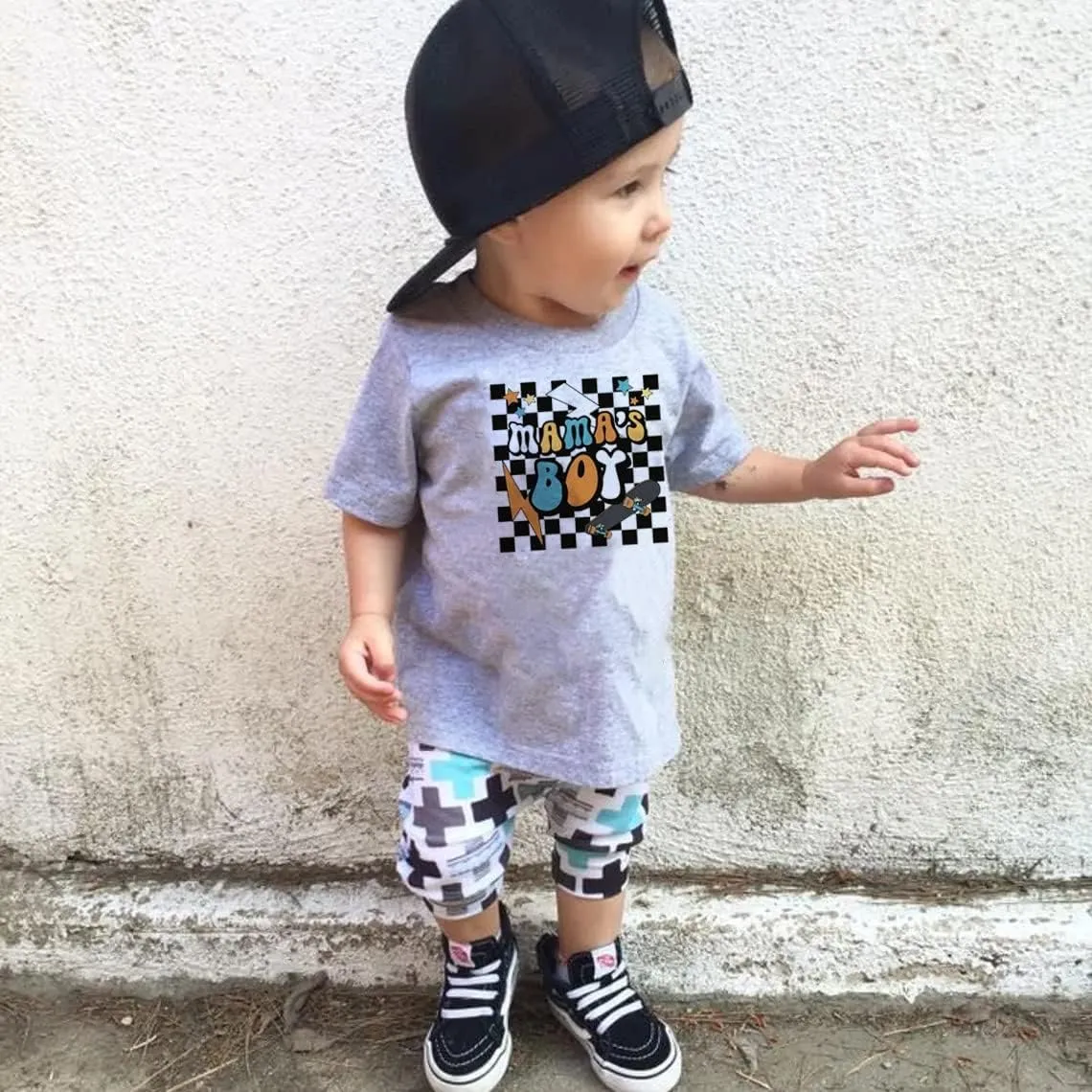 Toddler Baby Boys Short Sleeve Graphic T-Shirt Top Funny Letters Print Cotton Tee
