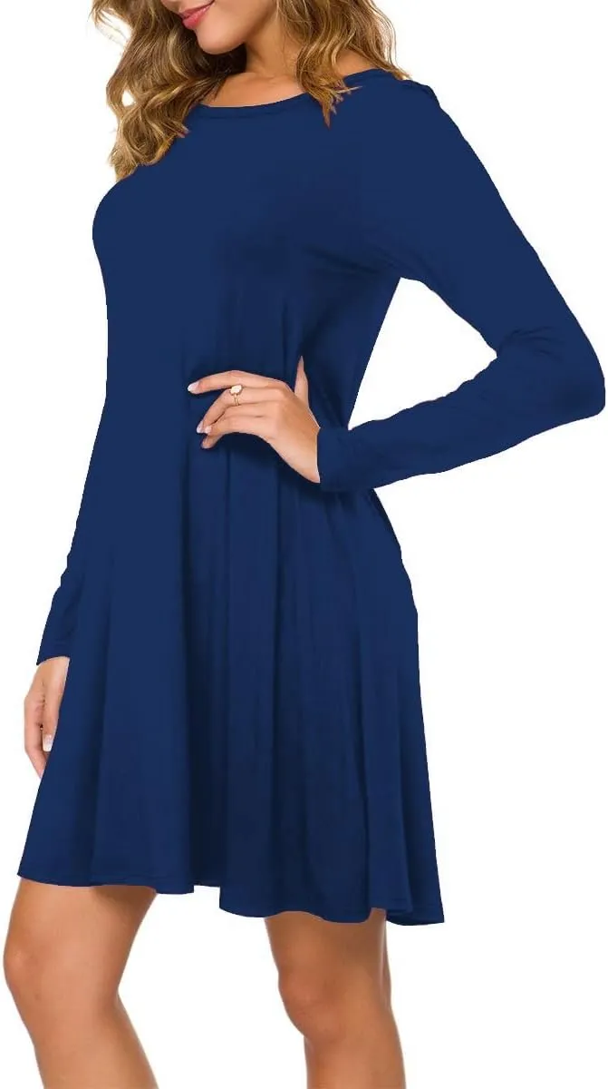 TOPONSKY Women's Casual Plain Simple Loose Flowy Short-Sleeve T-Shirt Dress