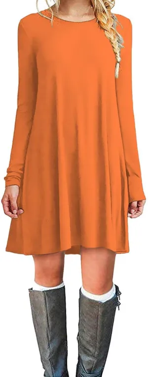 TOPONSKY Women's Casual Plain Simple Loose Flowy Short-Sleeve T-Shirt Dress