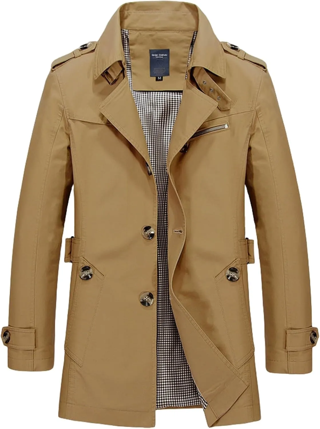 Trench Coat Men Single Breasted Mid-Length Coats Thicken Casual Business Jackets Windproof Winter Warm Outwears