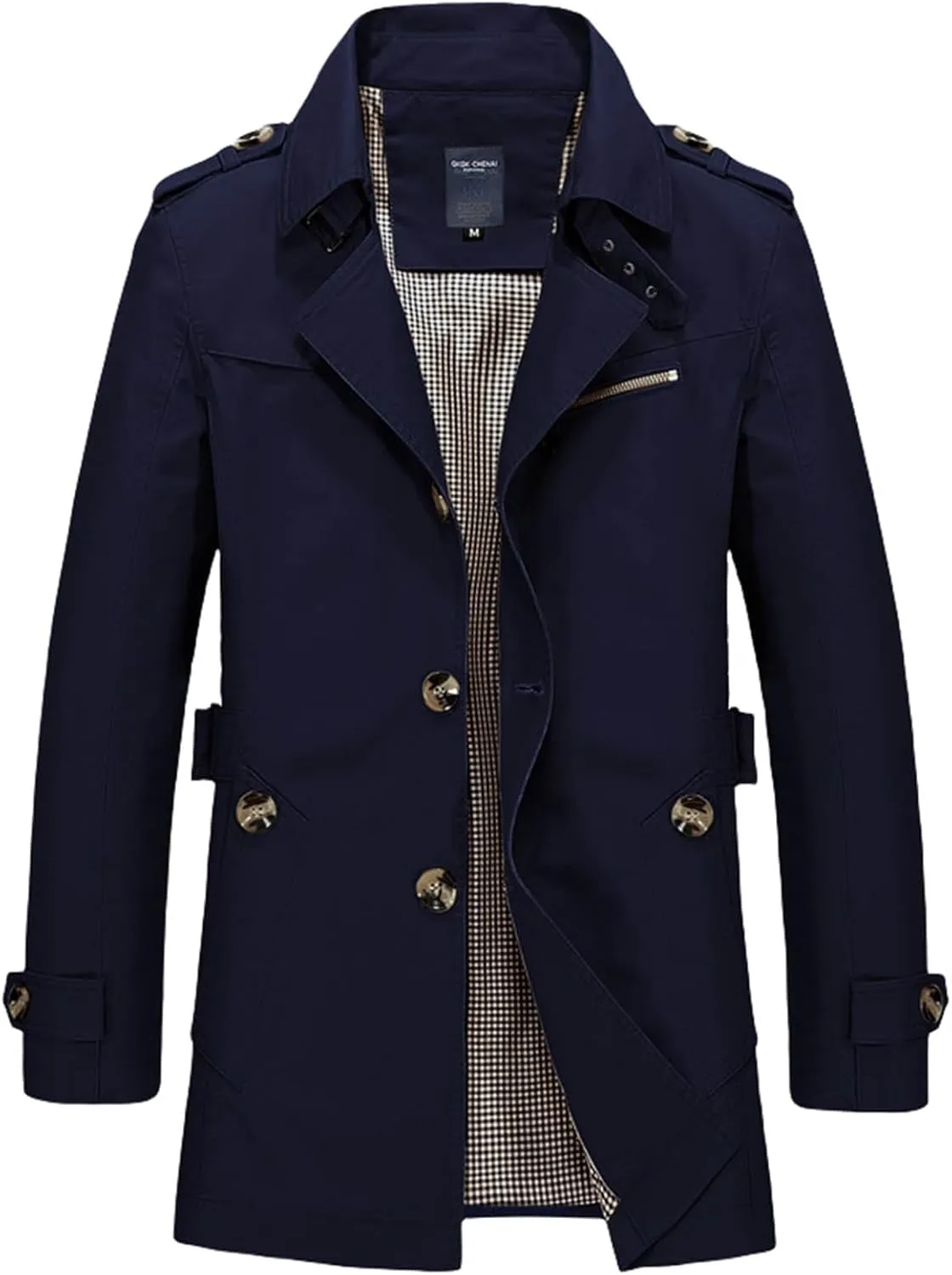 Trench Coat Men Single Breasted Mid-Length Coats Thicken Casual Business Jackets Windproof Winter Warm Outwears