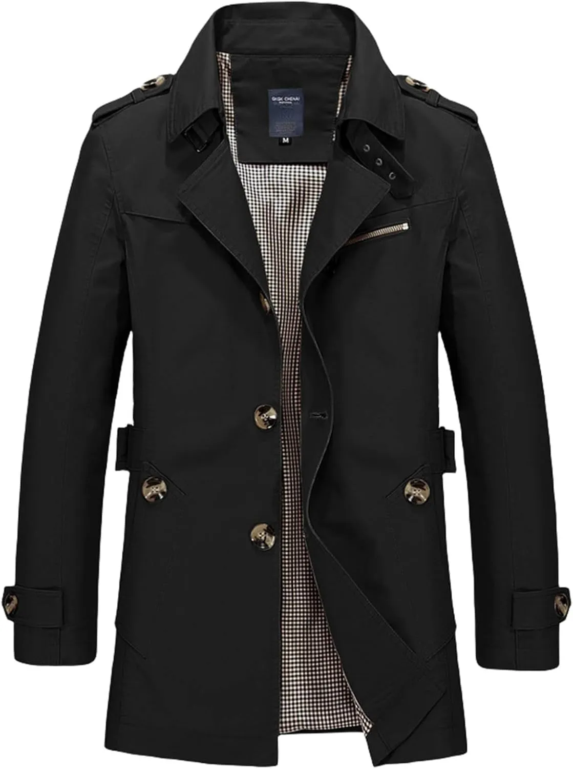 Trench Coat Men Single Breasted Mid-Length Coats Thicken Casual Business Jackets Windproof Winter Warm Outwears