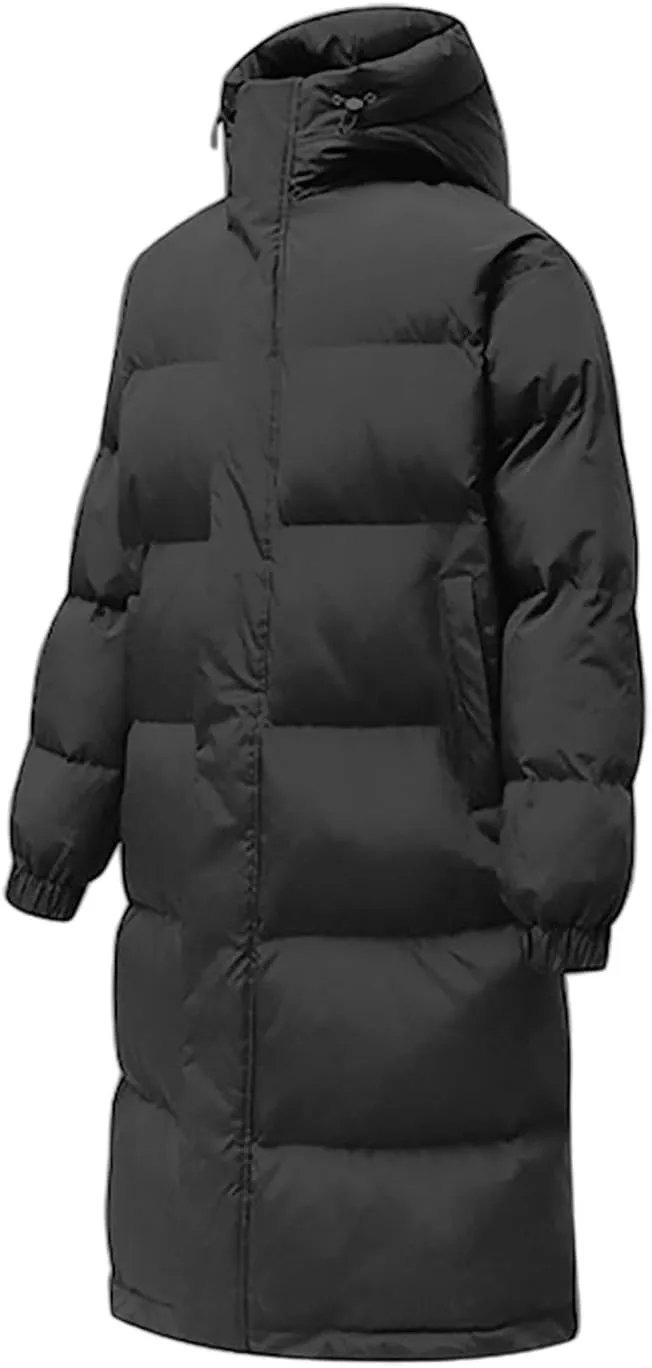 Unisex Mens Puffer Jacket Winter Thicken Waterproof Windproof Long Quilted Trench Coat Thermal Down Coats with Hood