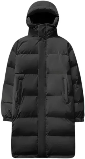Unisex Mens Puffer Jacket Winter Thicken Waterproof Windproof Long Quilted Trench Coat Thermal Down Coats with Hood