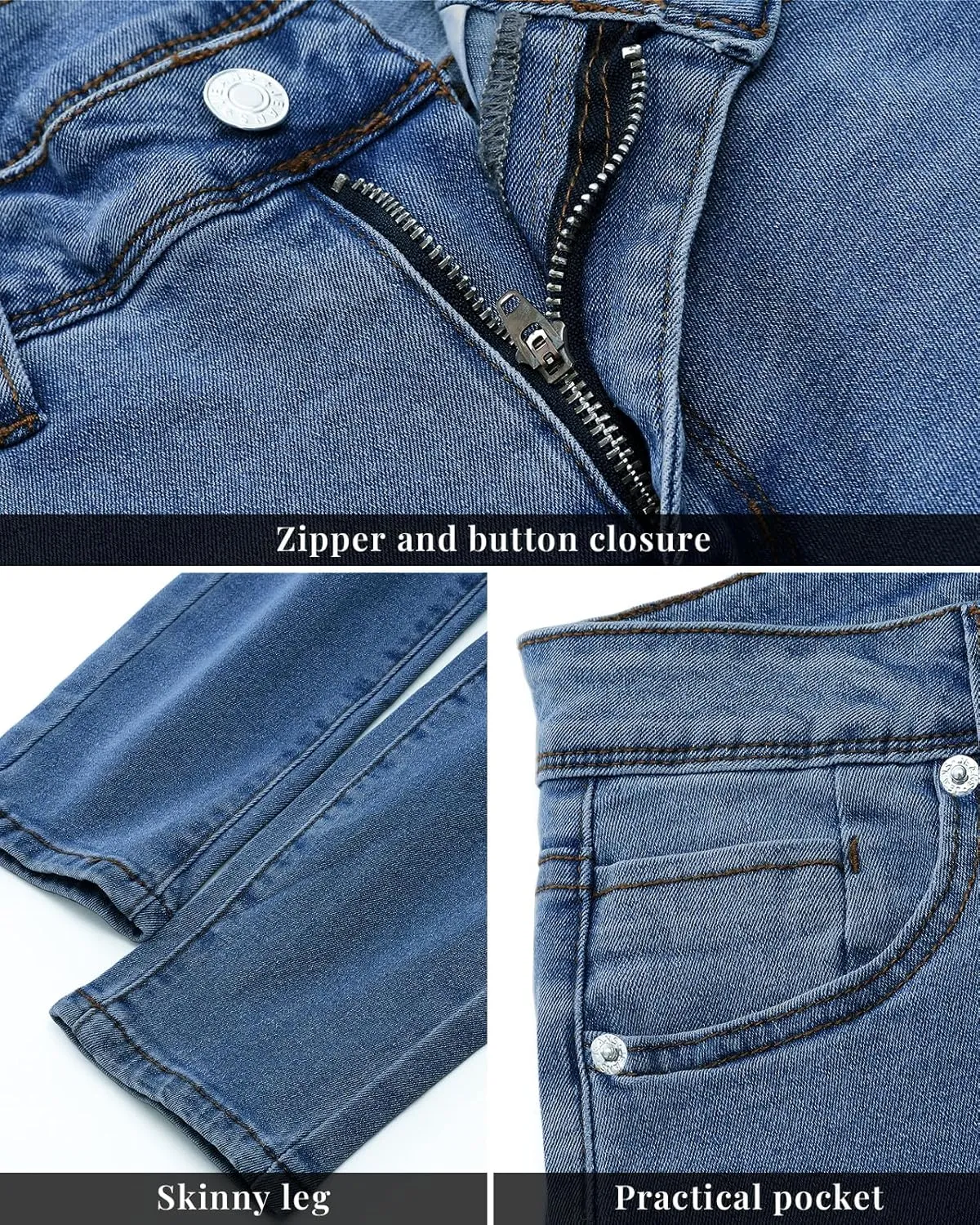 Vetinee Skinny Jeans for Women High Waisted Slim Fit Trendy Classic Stretchy Denim Pants Jean Leggings Jeggings Pockets