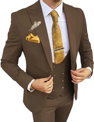 Wangyue Mens Suits 3 Piece Slim Fit Suit for Men Double Breasted Suit Men Formal Wedding Prom Tuxedo Suit