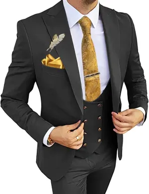 Wangyue Mens Suits 3 Piece Slim Fit Suit for Men Double Breasted Suit Men Formal Wedding Prom Tuxedo Suit