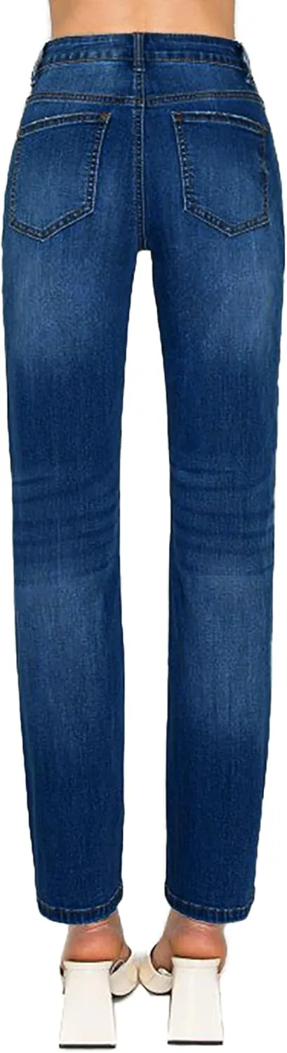 WAX JEAN Women's High Waisted Straight Leg Repreve Denim Jeans