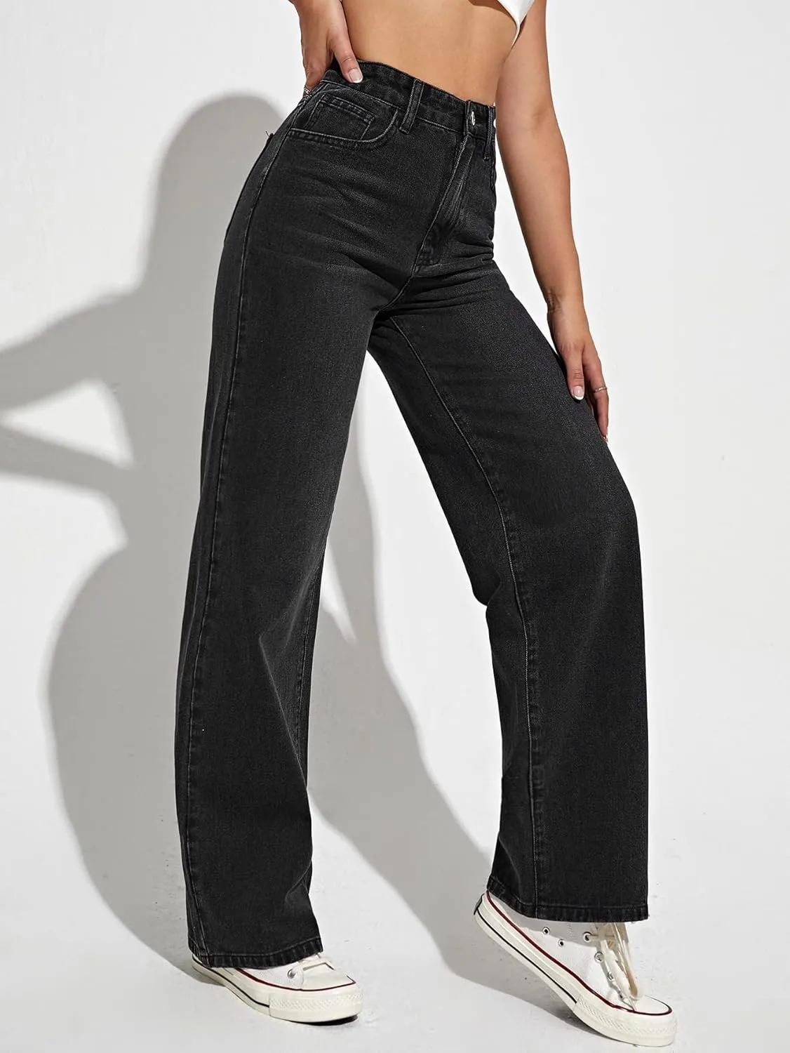 WDIRARA Women's Cow Print Ripped Jeans High Waisted Button Skinny Denim Pants