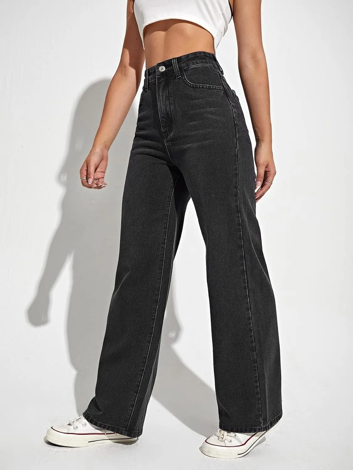 WDIRARA Women's Cow Print Ripped Jeans High Waisted Button Skinny Denim Pants