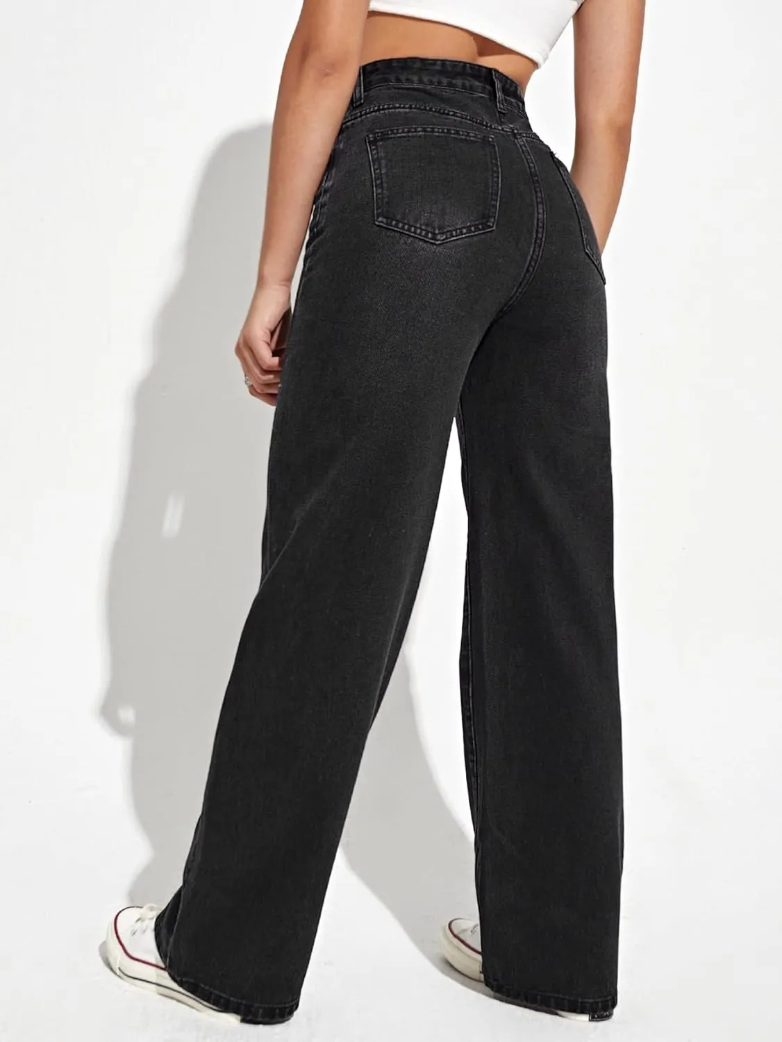WDIRARA Women's Cow Print Ripped Jeans High Waisted Button Skinny Denim Pants