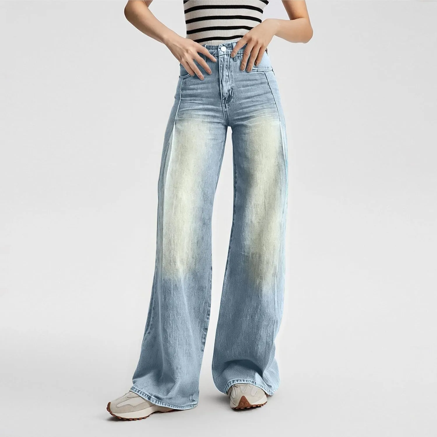 Wide Leg Jeans for Women 2025 Summer High Waisted Strechy Trendy Baggy Bootcut Y2K Street Denim Pants Plus Size