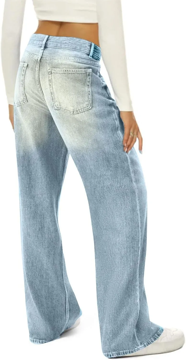 Wide Leg Jeans for Women 2025 Summer High Waisted Strechy Trendy Baggy Bootcut Y2K Street Denim Pants Plus Size