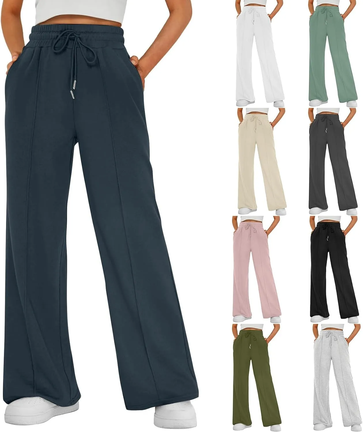 Wide Leg Sweatpants Women Baggy Drawstring High Waisted Athletic Joggers Casual Loose Lounge Wide Leg Sweat Pants