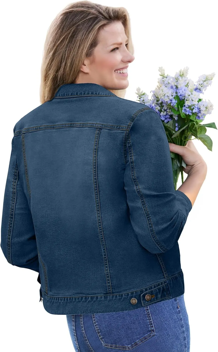 Woman Within Plus Size Stretch Denim Jacket Cropped Jean Jacket