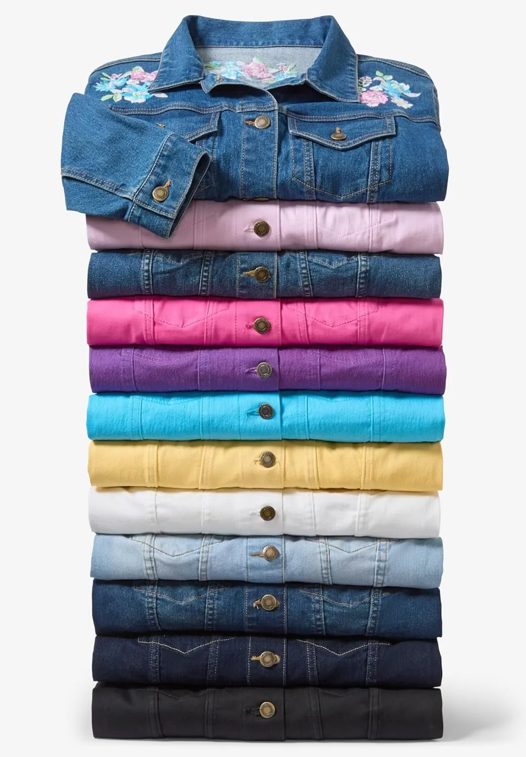 Woman Within Plus Size Stretch Denim Jacket Cropped Jean Jacket