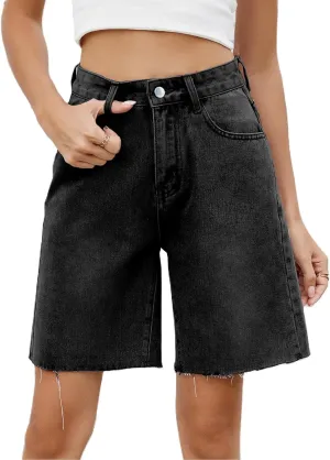 Women Baggy Denim Shorts Vintage High Waisted Wide Leg Bermuda Jorts Summer Short Jeans Streetwear