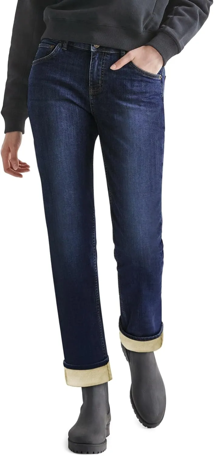 Women Fleece Lined Jeans Women's High Waisted Straight Leg Jeans Winter Fleece Lined Jean Pants