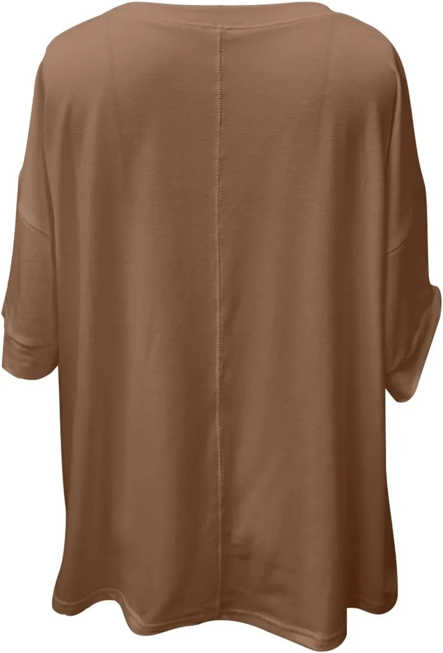 Women Large 3/4 Short Sleeve Crewneck Solid Color T Shirt Tops Summer Fashion Casual Loose Ventilate Daily Top 2025