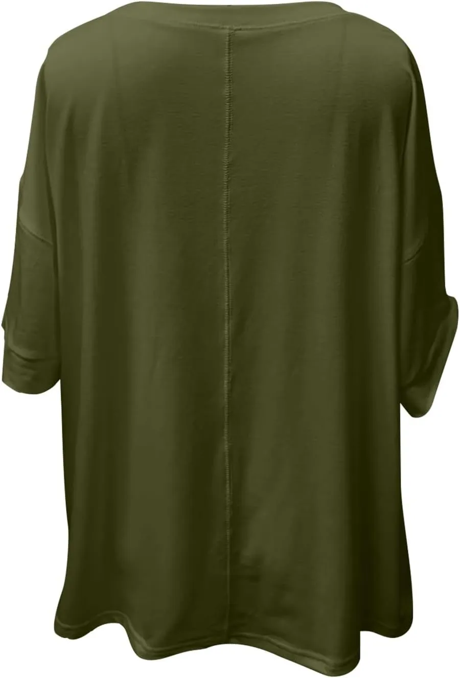 Women Large 3/4 Short Sleeve Crewneck Solid Color T Shirt Tops Summer Fashion Casual Loose Ventilate Daily Top 2025