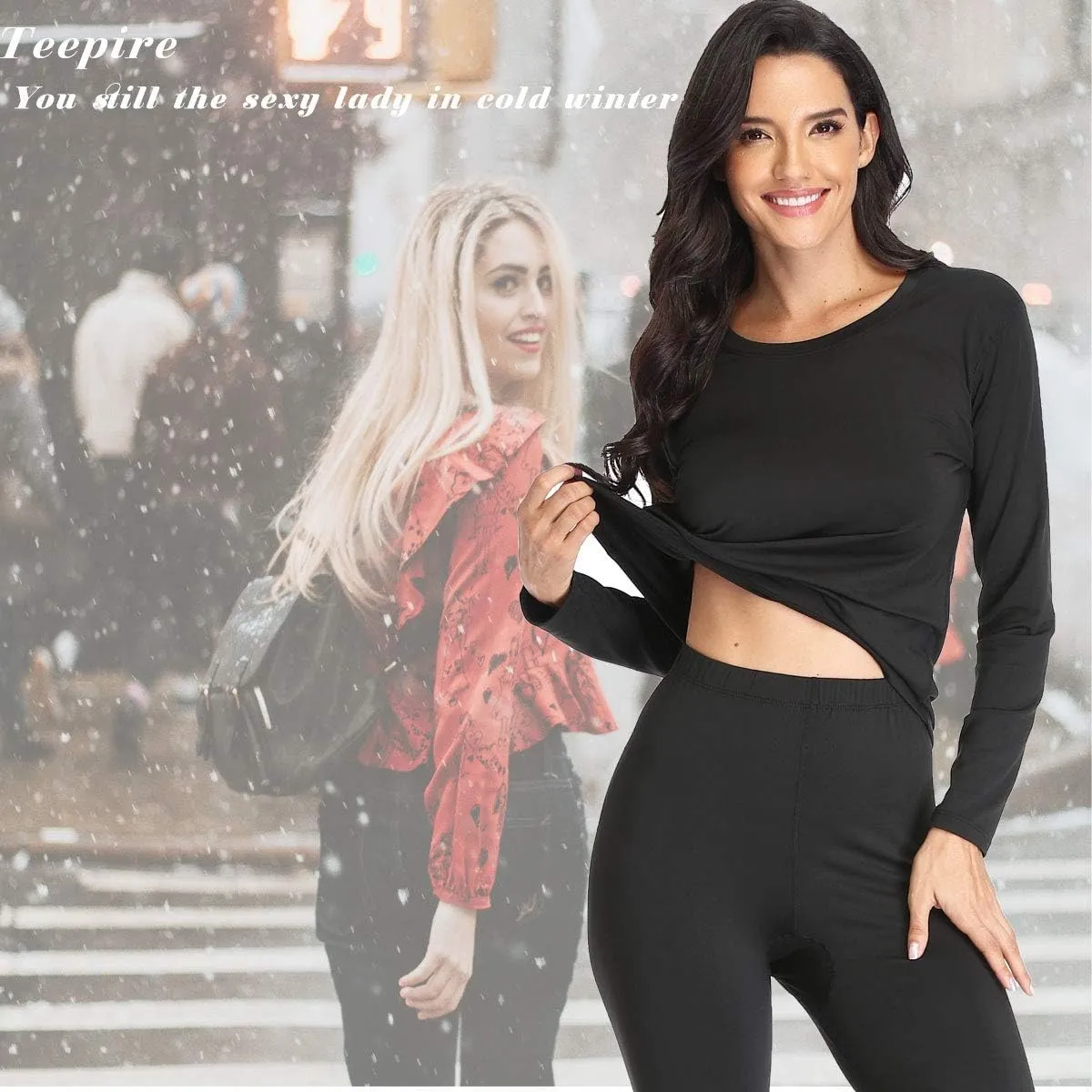 Women 's Thermal Underwear Set with Lightweight Ultra Soft Fleece Lined,Long John Set, Skiing Base Layer