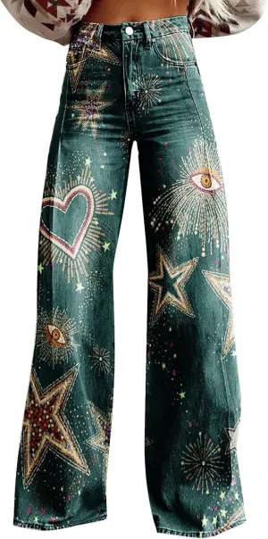 Women Sweatpant Jeans,Sweatpants That Look Like Jeans,High Waisted Stretchy Pull On Wide Leg Denim Pants with Pockets