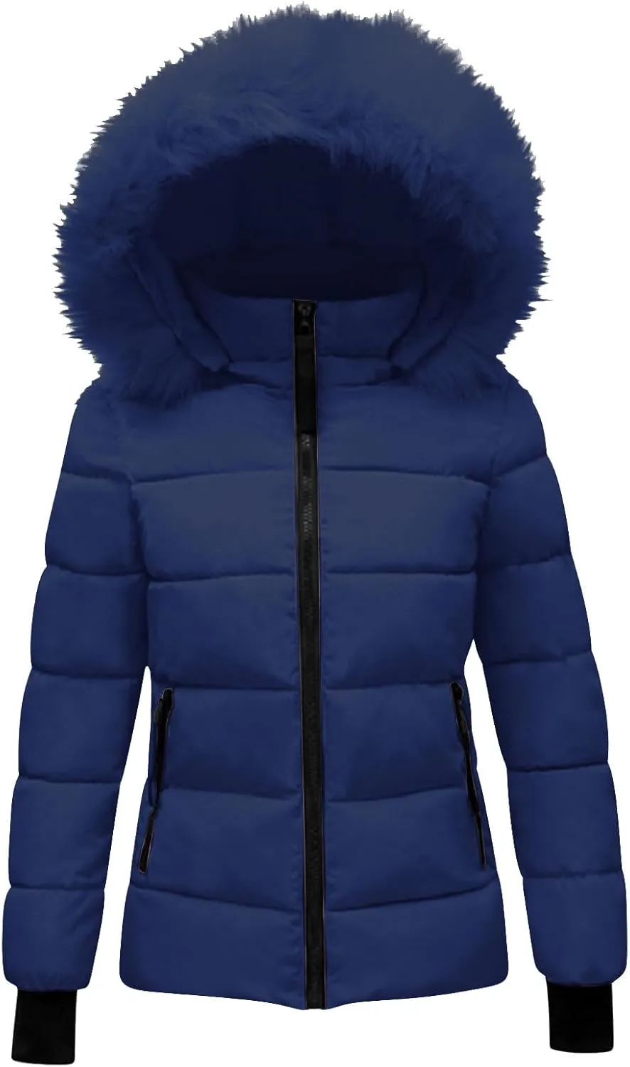 Women Winter Long Puffer Coat Warm Thicken Coats down Jacket Long Snow Parka Jacket with Removable Faux Fur Trim Hood