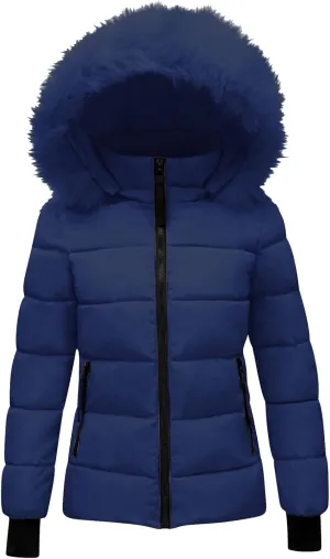 Women Winter Long Puffer Coat Warm Thicken Coats down Jacket Long Snow Parka Jacket with Removable Faux Fur Trim Hood