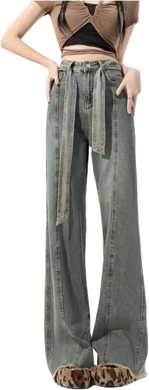 Women's Baggy Denim Pants High Waisted Y2K Wide Leg Oversized Plus Size Boyfriend Cargo Jeans Streetwear Trouser
