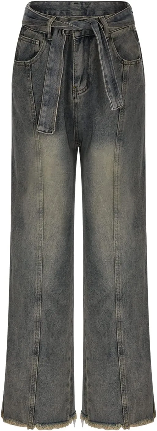 Women's Baggy Denim Pants High Waisted Y2K Wide Leg Oversized Plus Size Boyfriend Cargo Jeans Streetwear Trouser