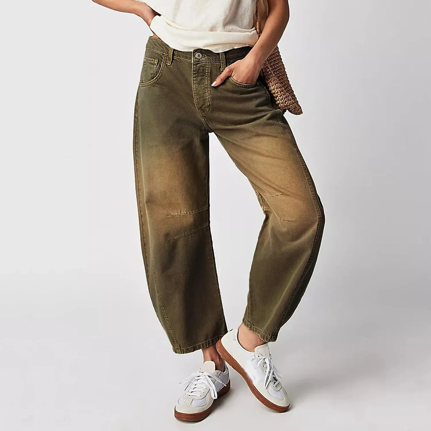 Women's Baggy Denim Pants High Waisted Y2K Wide Leg Oversized Plus Size Boyfriend Cargo Jeans Streetwear Trouser