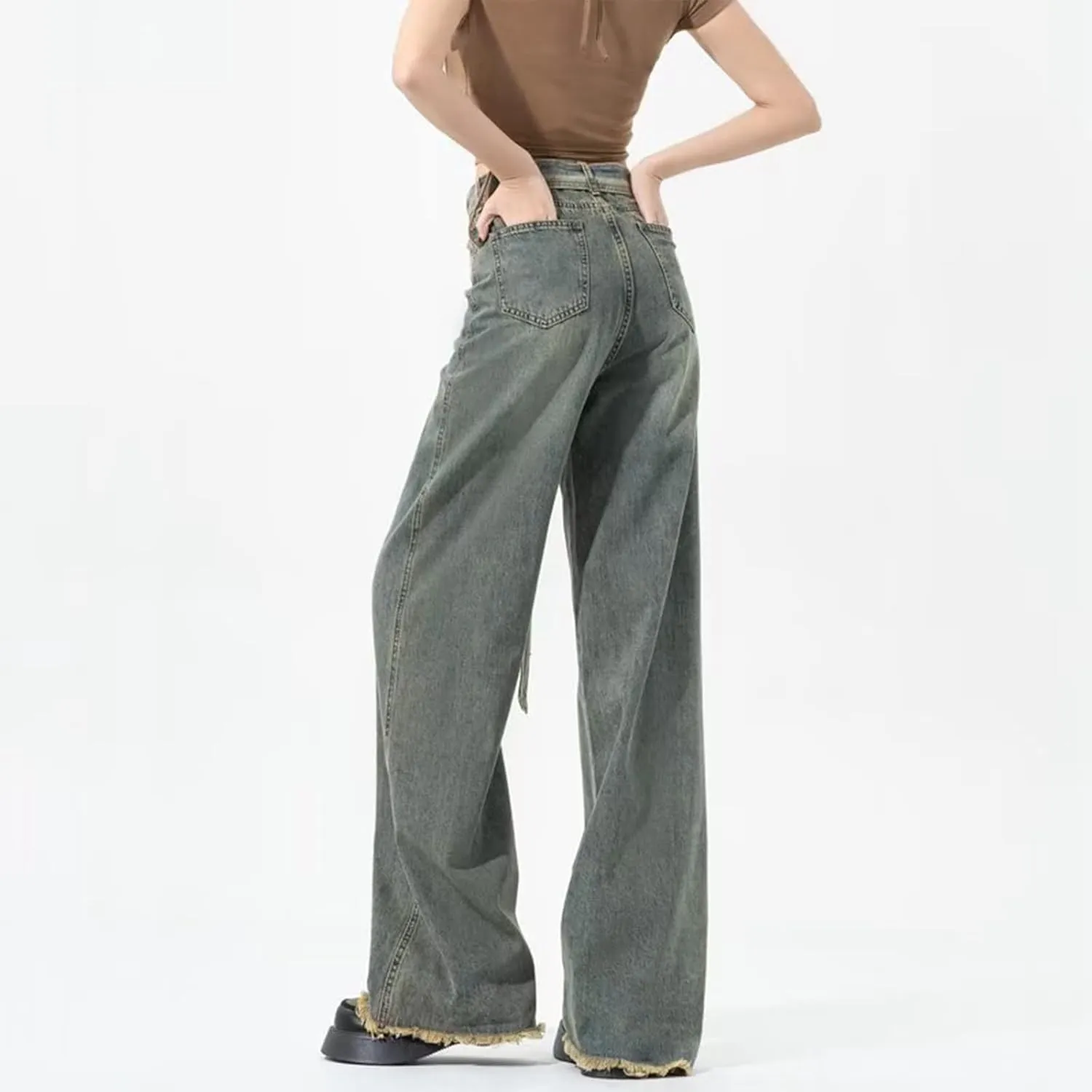 Women's Baggy Denim Pants High Waisted Y2K Wide Leg Oversized Plus Size Boyfriend Cargo Jeans Streetwear Trouser