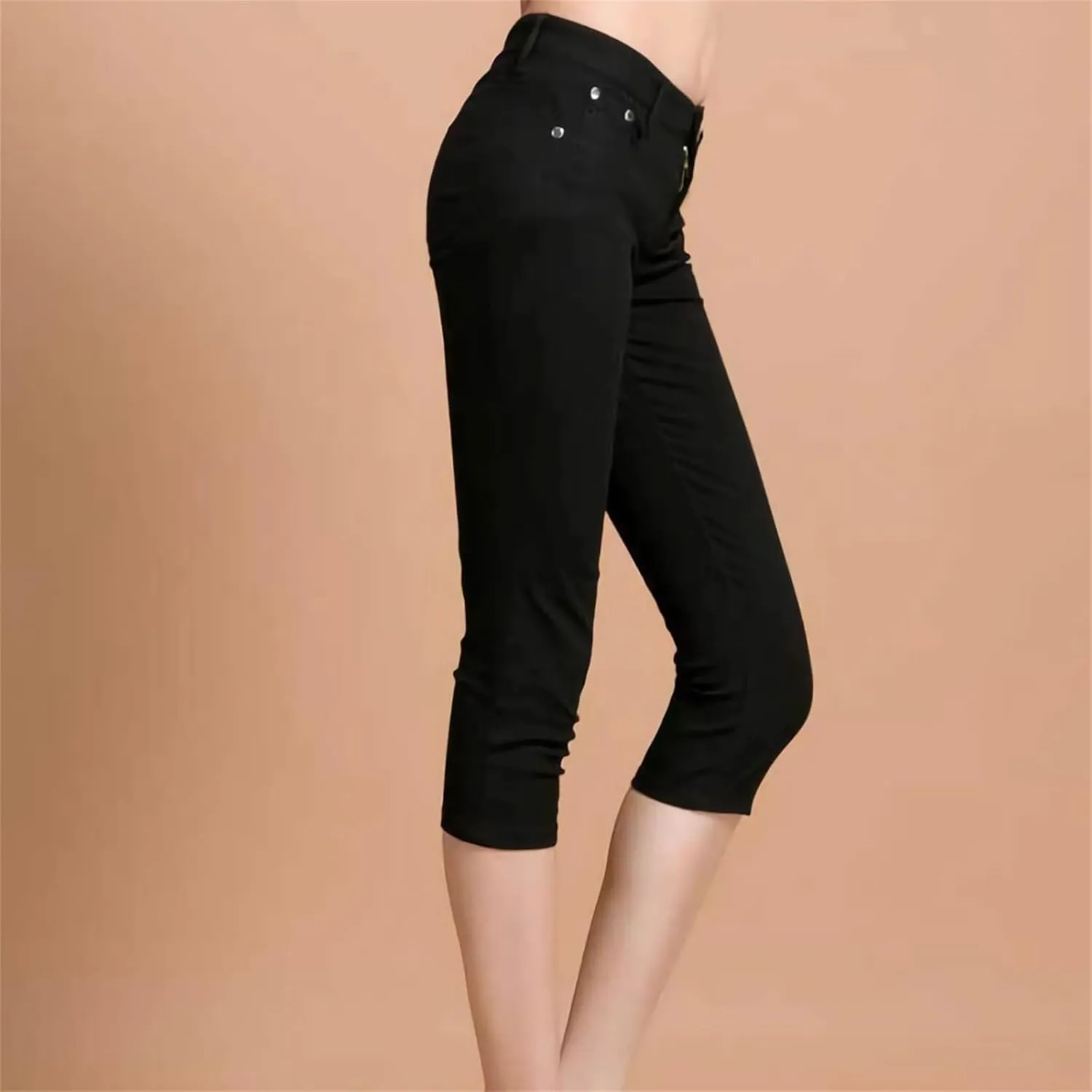Womens Capri Jeans High Waist Stretchy Roll-up Skinny Cuffed Cropped 2025 Summer Slim Fit Denim Pants Trendy Outfits