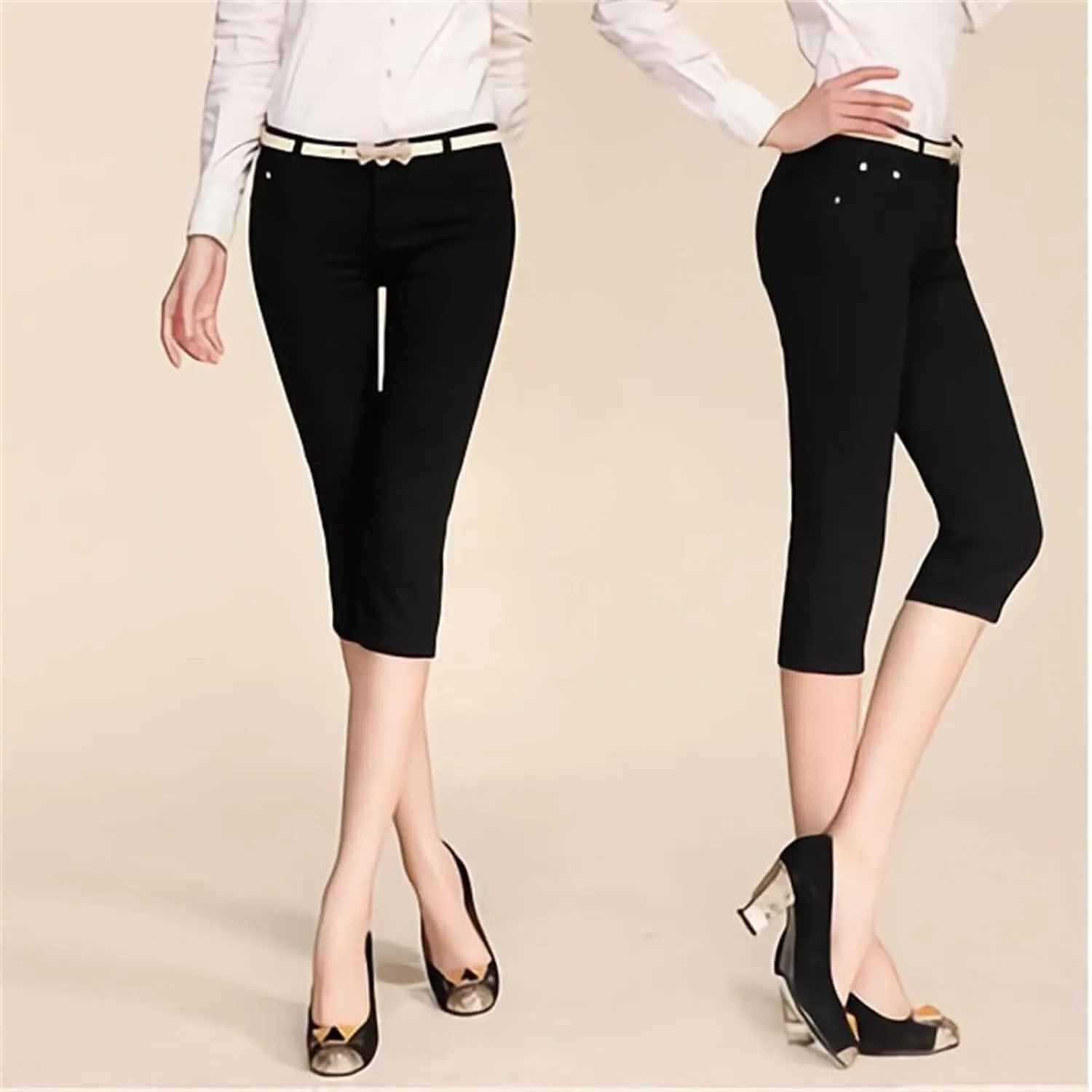 Womens Capri Jeans High Waist Stretchy Roll-up Skinny Cuffed Cropped 2025 Summer Slim Fit Denim Pants Trendy Outfits