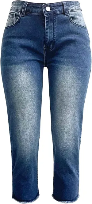 Womens Capri Jeans High Waist Stretchy Roll-up Skinny Cuffed Cropped 2025 Summer Slim Fit Denim Pants Trendy Outfits