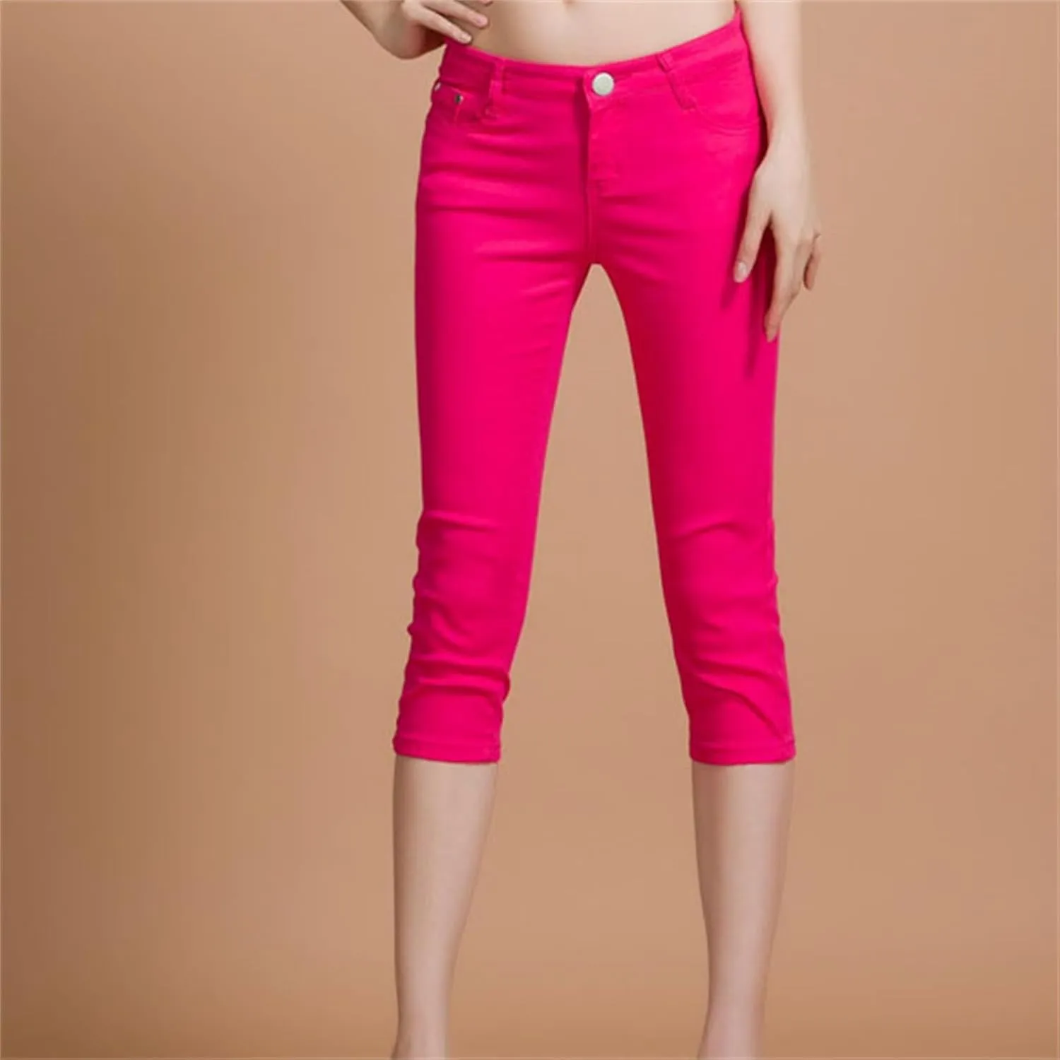 Womens Capri Jeans High Waist Stretchy Roll-up Skinny Cuffed Cropped 2025 Summer Slim Fit Denim Pants Trendy Outfits