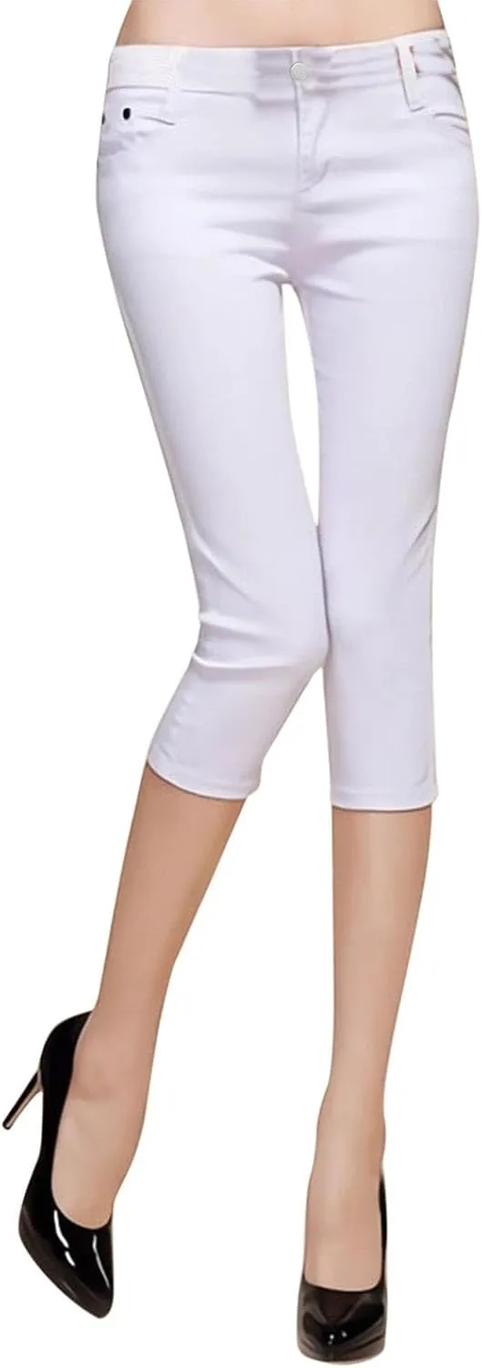 Womens Capri Jeans High Waist Stretchy Roll-up Skinny Cuffed Cropped 2025 Summer Slim Fit Denim Pants Trendy Outfits