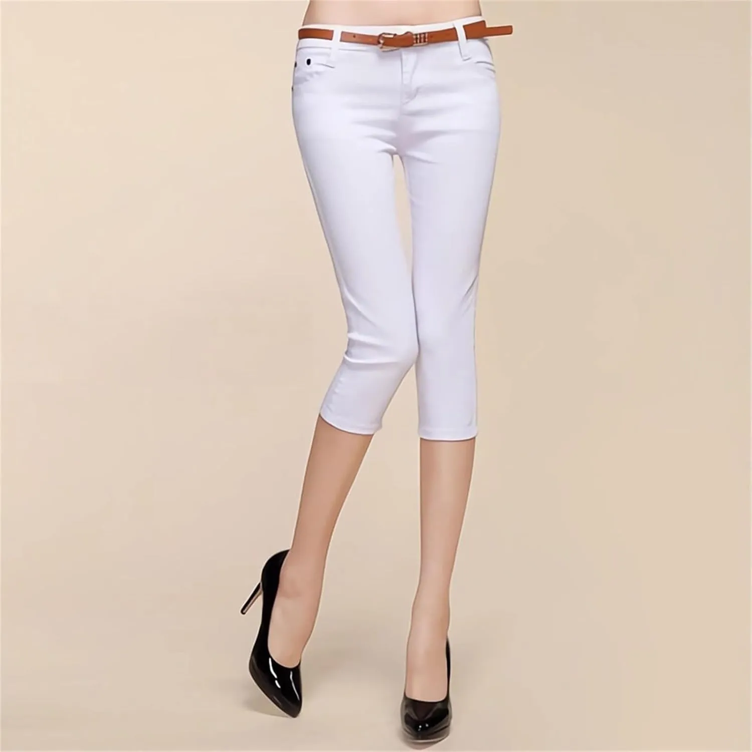 Womens Capri Jeans High Waist Stretchy Roll-up Skinny Cuffed Cropped 2025 Summer Slim Fit Denim Pants Trendy Outfits