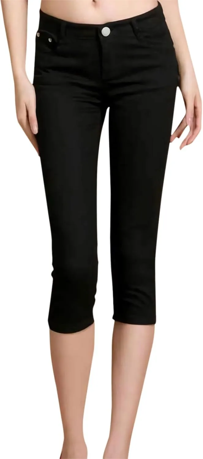 Womens Capri Jeans High Waist Stretchy Roll-up Skinny Cuffed Cropped 2025 Summer Slim Fit Denim Pants Trendy Outfits