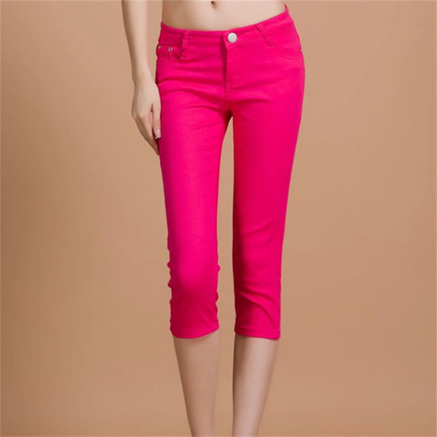 Womens Capri Jeans High Waist Stretchy Roll-up Skinny Cuffed Cropped 2025 Summer Slim Fit Denim Pants Trendy Outfits