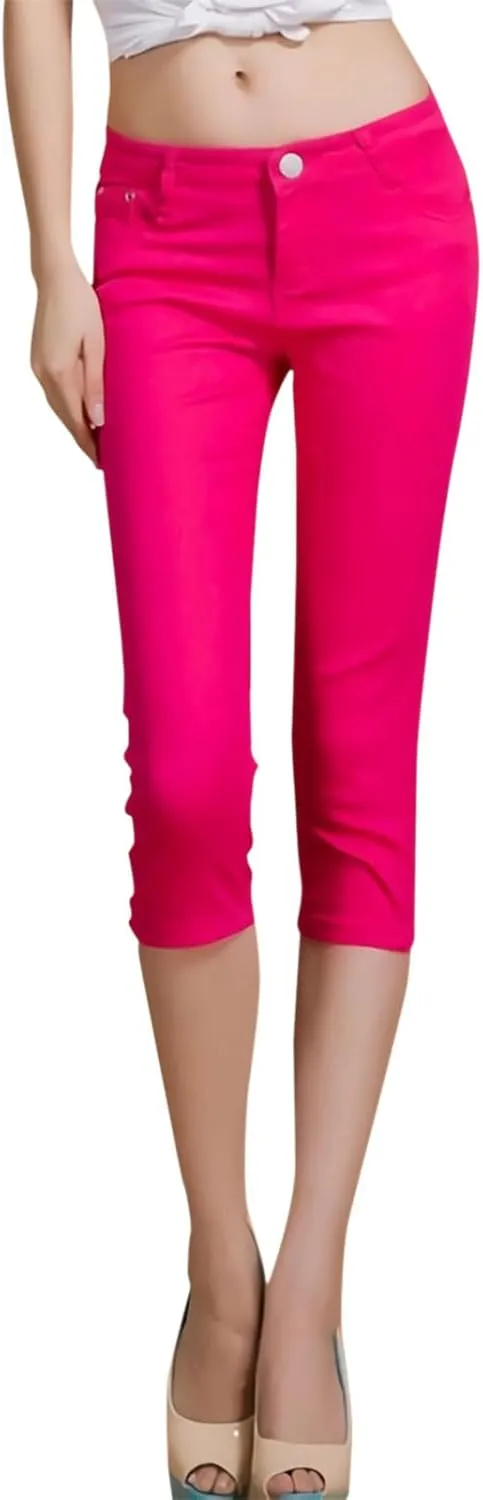 Womens Capri Jeans High Waist Stretchy Roll-up Skinny Cuffed Cropped 2025 Summer Slim Fit Denim Pants Trendy Outfits