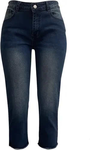 Womens Capri Jeans High Waist Stretchy Roll-up Skinny Cuffed Cropped 2025 Summer Slim Fit Denim Pants Trendy Outfits