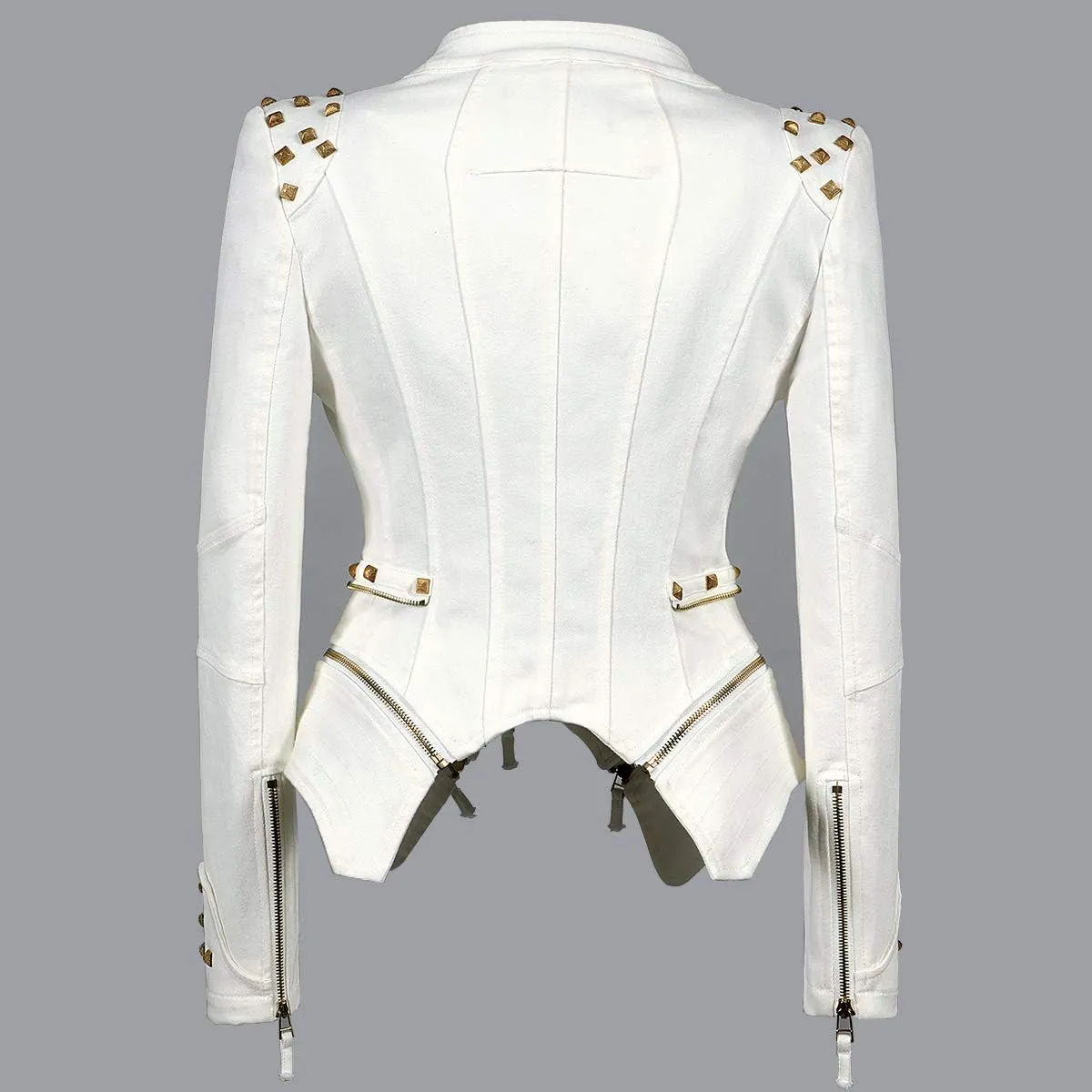 Women's Classic Denim Jacket Personality Studded Punk Motorcycle Dovetail Jacket