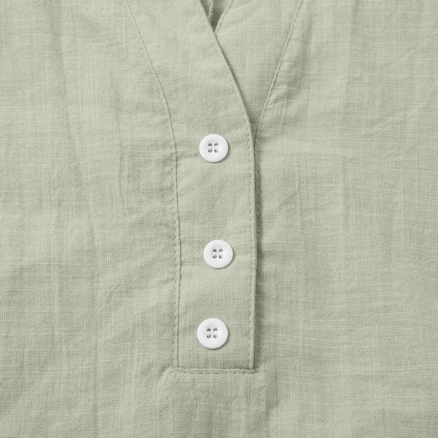 Womens Cotton Linen 3/4 Sleeve Tops Button Down Casual V Neck Tshirt Solid Color Basic Tee Shirts Summer Tunic Blouse