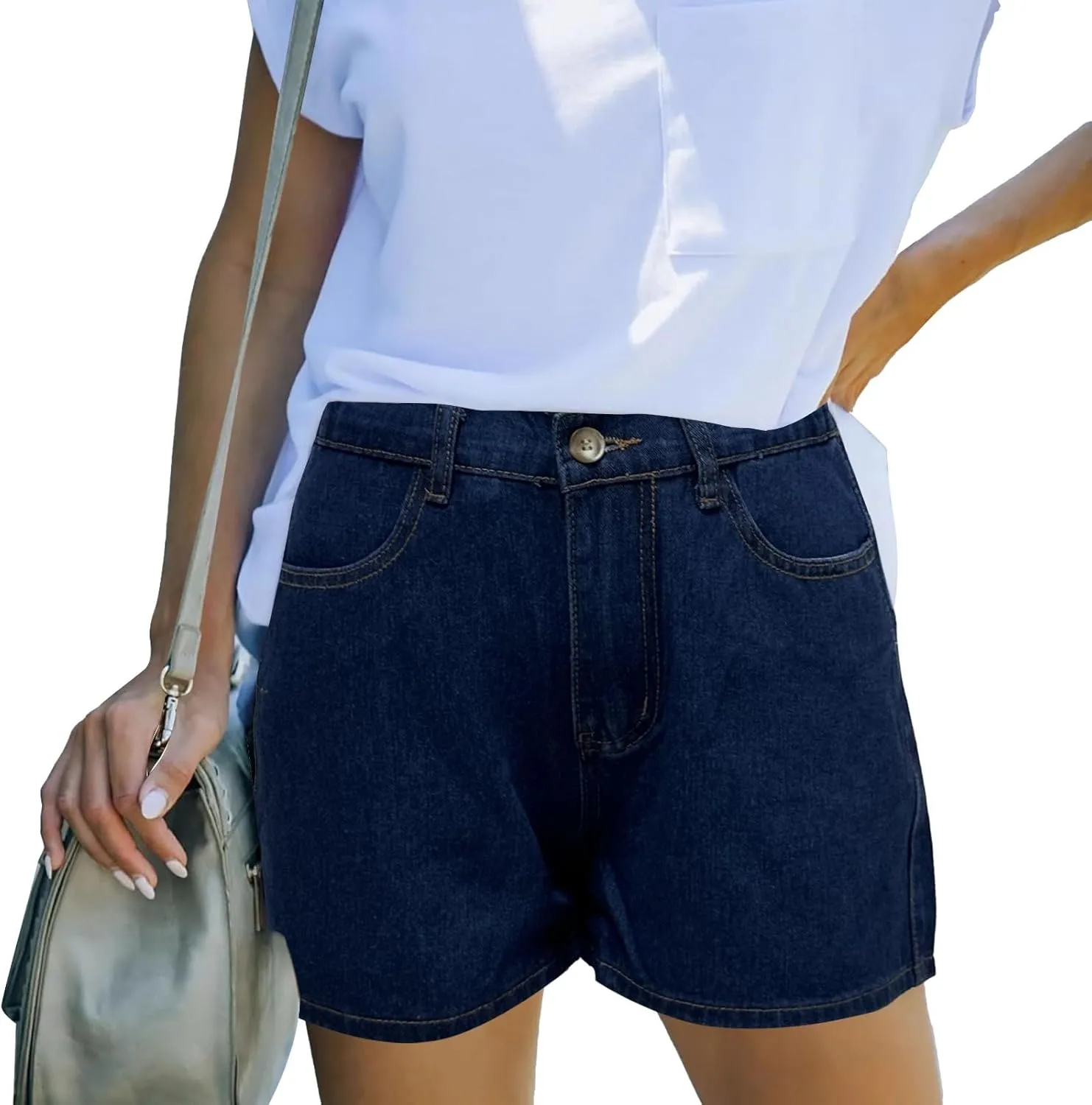Women's Denim Pants Summer Baggy High Waisted Flowy Wide Leg Buttons Pleated Casual Jean Shorts 2025 Fashion Shorts