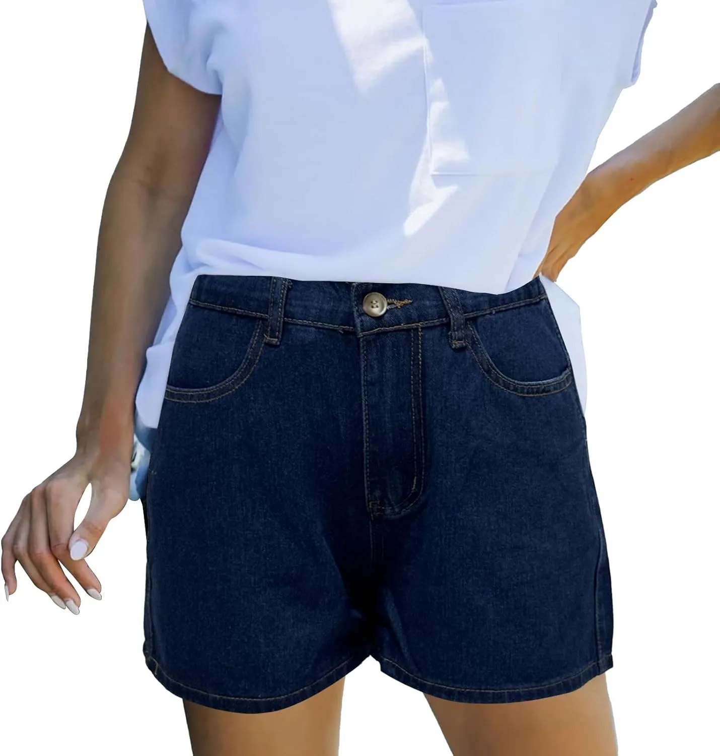 Women's Denim Pants Summer Baggy High Waisted Flowy Wide Leg Buttons Pleated Casual Jean Shorts 2025 Fashion Shorts