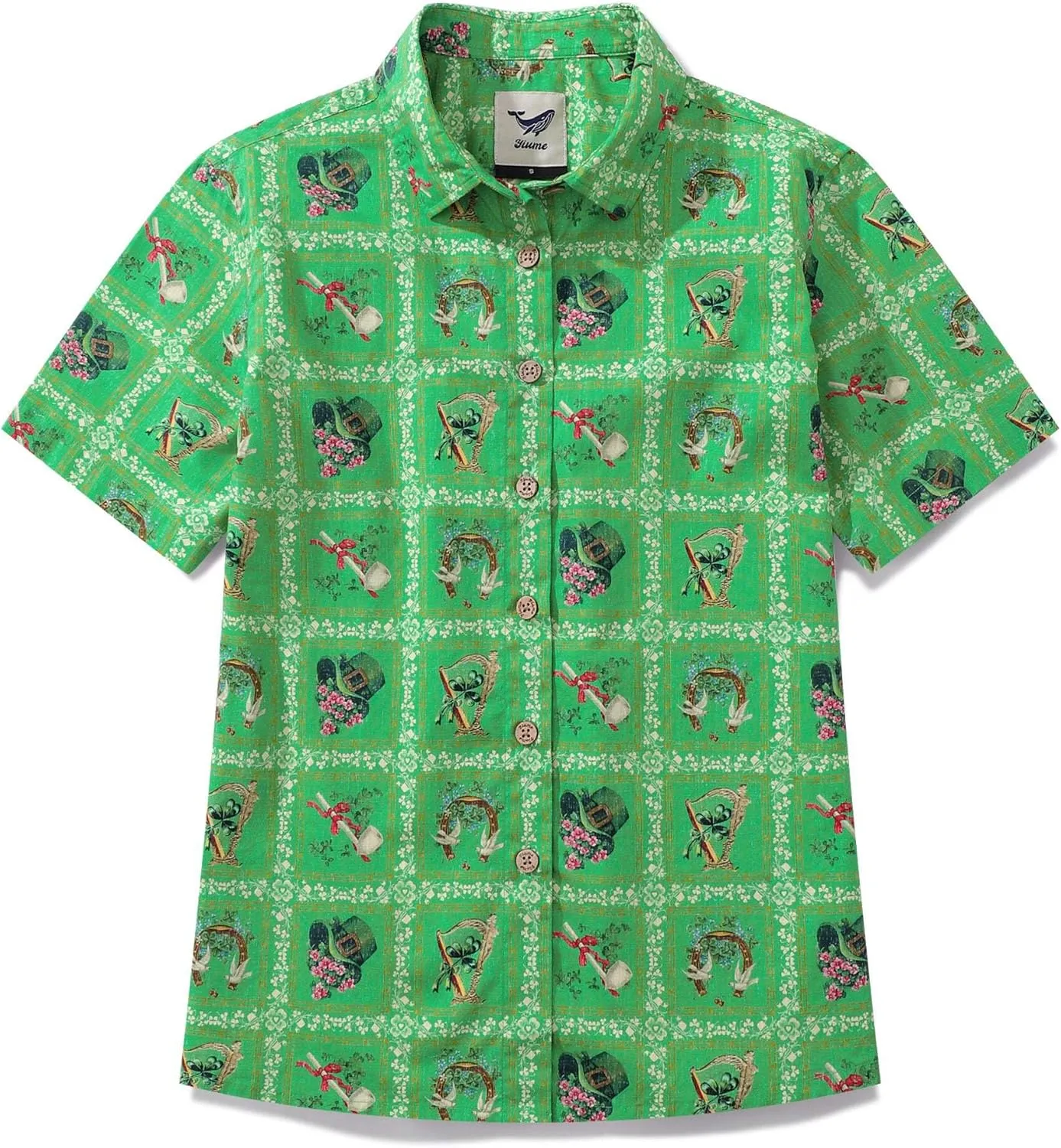 Womens Hawaiian Shirts Tropical Print Short Sleeve Button Down Shirt Casual Hawaii Beach Top Blouse