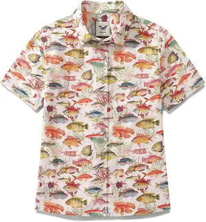 Womens Hawaiian Shirts Tropical Print Short Sleeve Button Down Shirt Casual Hawaii Beach Top Blouse