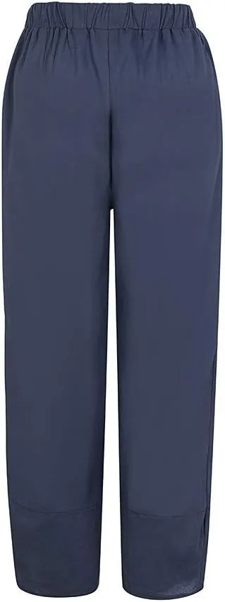 Women's High Elastic Waist Pleated Loose Chiffon Wide Leg Capri Pants Culottes Casual Pleated Plain Long Palazzo Pants