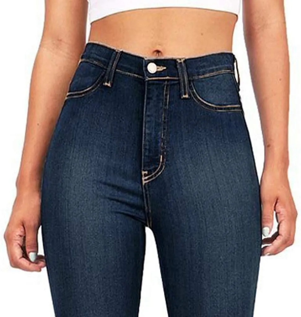 Women's High Waisted Bell Bottom Jeans Chic Curvy Stretch Skinny Flare Jeans Wide Leg Bootcut Denim Pants